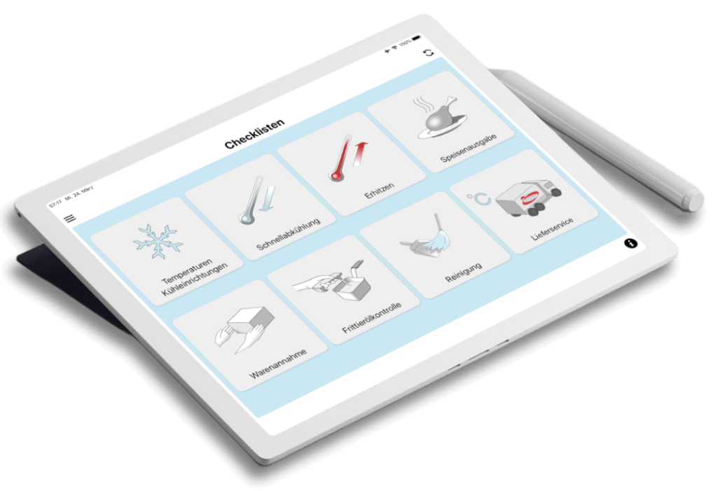Alcomo HACCP Hygiene App on a Tablet
