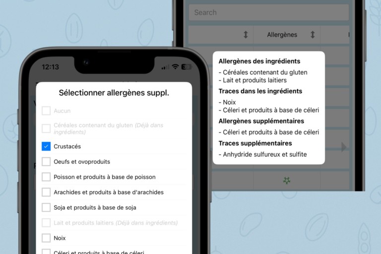 Allergènes Alcomo HACCP App
