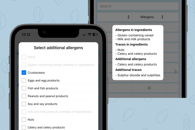 Alcomo HACCP App Allergens